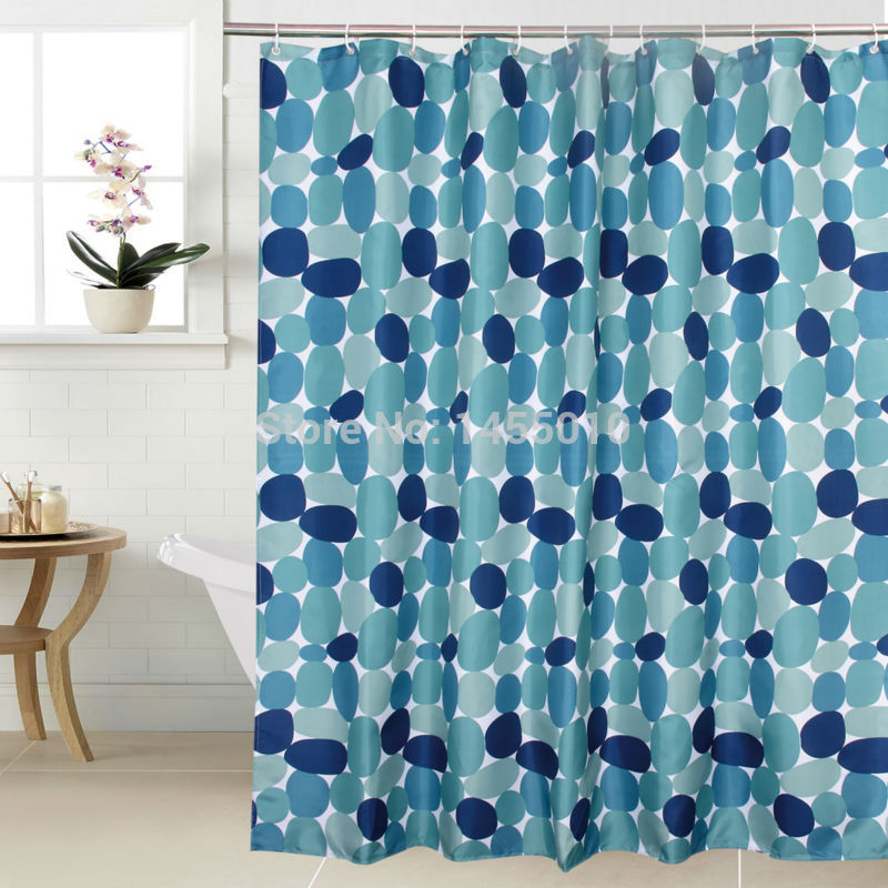 Fabric Polyester Pebble Stone Shower Curtains Waterproof Curtains Bathroom Shower Curtains Size 180x180cm with 12pcs C Rings.