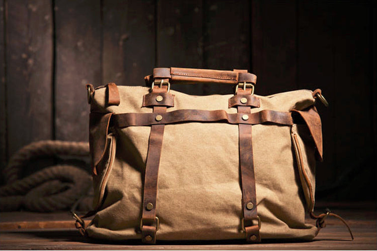 Men's Vintage Military Canvas Leather Shoulder Bag