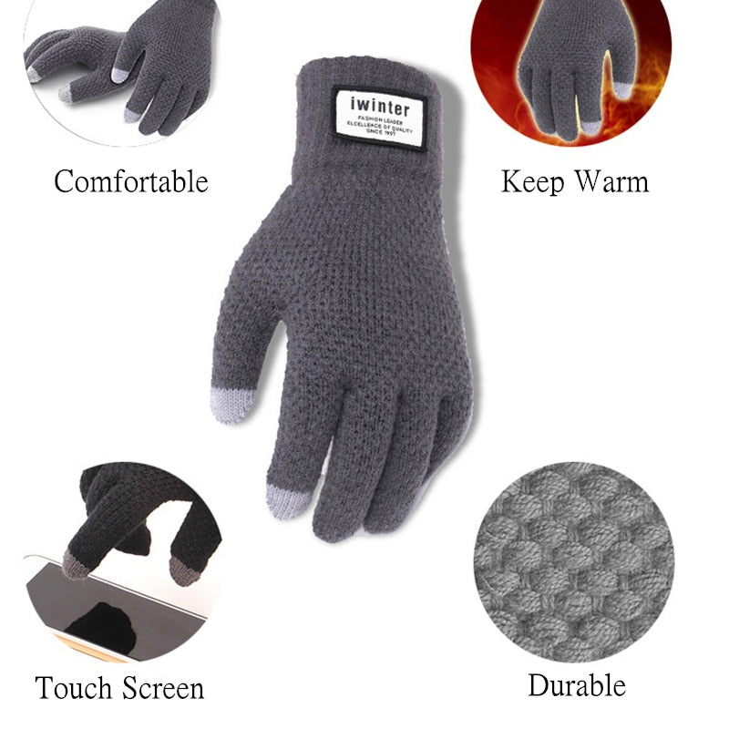 Men's Cashmere Knitted Winter Touch Screen Gloves