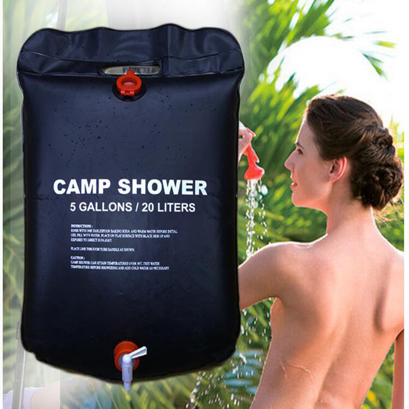 Shower Bag Foldable Solar Energy Heated Camp PVC Water Bag Outdoor Camping Travel Hiking Climbing BBQ Picnic Water Storage 20L