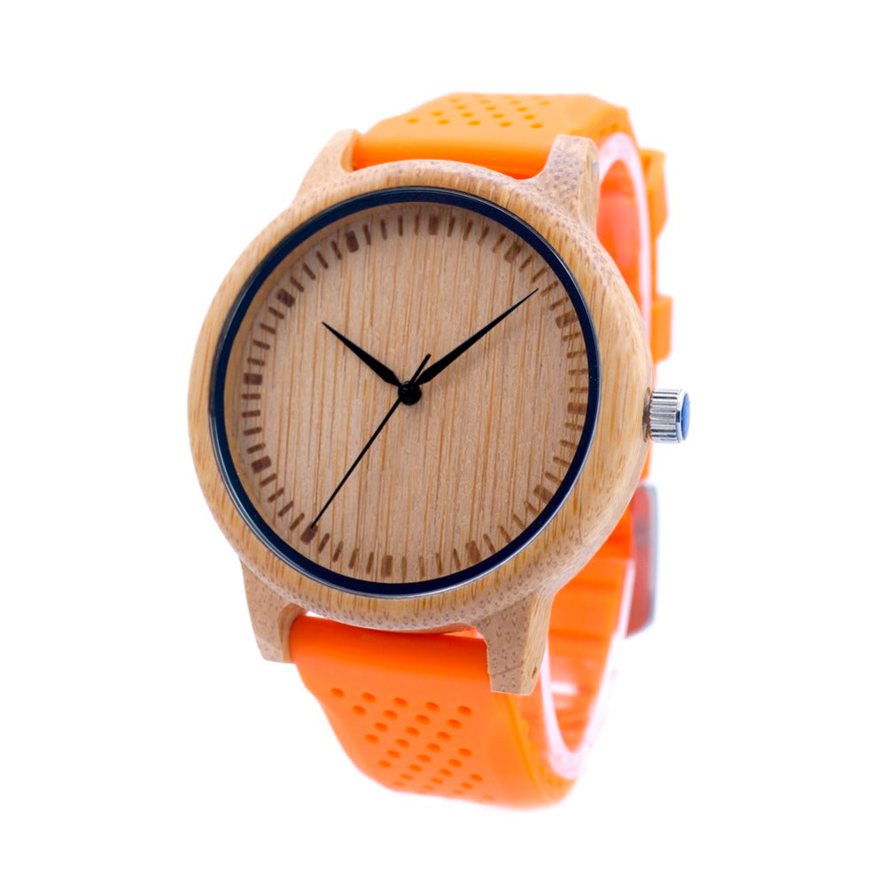 BOBO BIRD L-B08 Bamboo Wooden Watches for Men Women Casual Wood Dial Face 2035 Quartz Watch Silicone Strap Extra Band as Gift