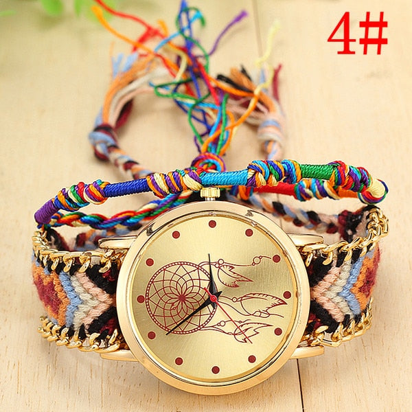 Women's Native Hand Knitted Dreamcatcher Bracelet Quartz Watch