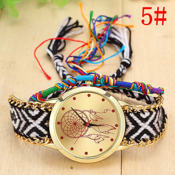 Women's Native Hand Knitted Dreamcatcher Bracelet Quartz Watch