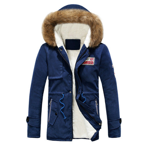 winter men jacket fur hood men's coat outwear windbreaker overcoat M-4XL AYG120