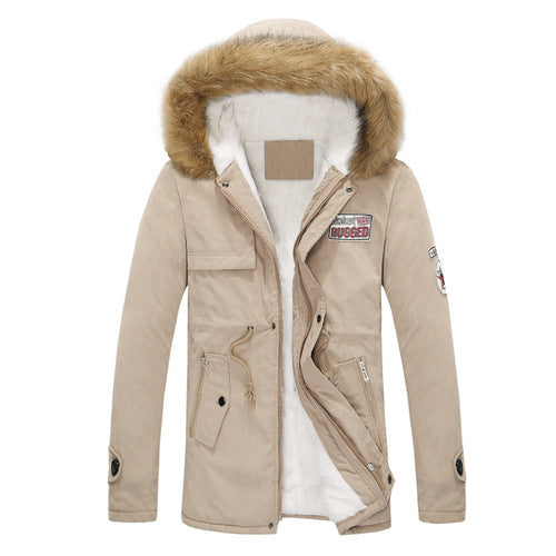 winter men jacket fur hood men's coat outwear windbreaker overcoat M-4XL AYG120
