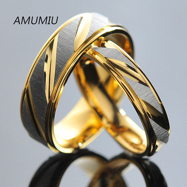 Stainless Steel Couples Rings for Men Women Gold Wedding Bands