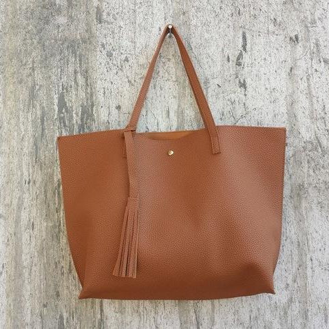 Women's Luxury Leather Tasseled Shoulder Bag Tote