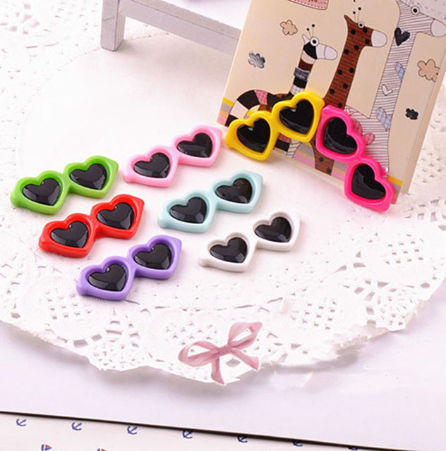 Cute Pet Dog hair grooming supplies love heart Doggy Puppy hair clips hairpin teddy sun glasses hair accessory Cat Hair Ornament