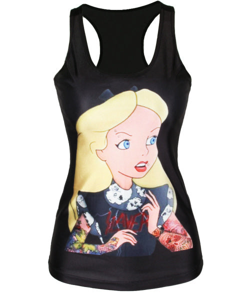 YEMUSEED New women t-shirt The Little Mermaid vest Ariel Cartoon print camisole   fashion punk
