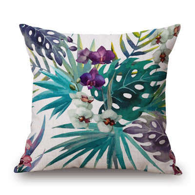 Fashion High Quality Cotton Linen Tropical plant Flowers Grass  Decorative Throw Pillow Case Cushion Cover Sofa Home Decor