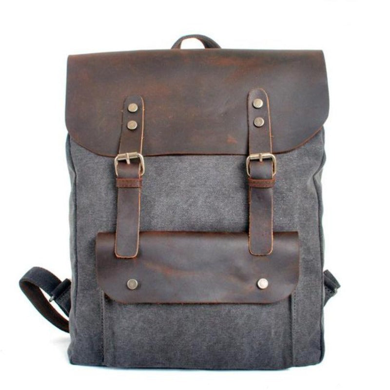 Fashion Backpack Leather Canvas men backpack School Bag Military Backpack Women Rucksack male Knapsack Bagpack mochila New