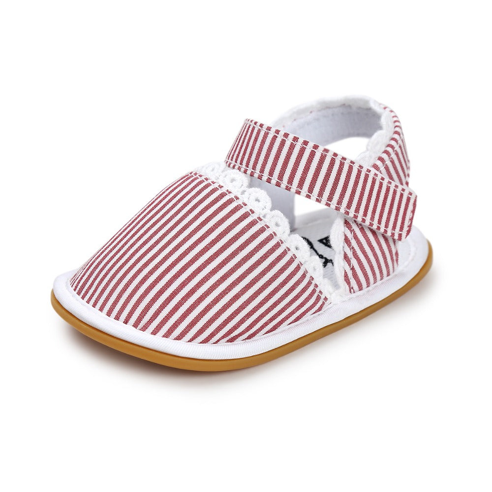 Stripe Bowtie Cute Baby moccasins child Summer girls sandals Sneakers First walkers Infant Fabric shoes 0-18 M
