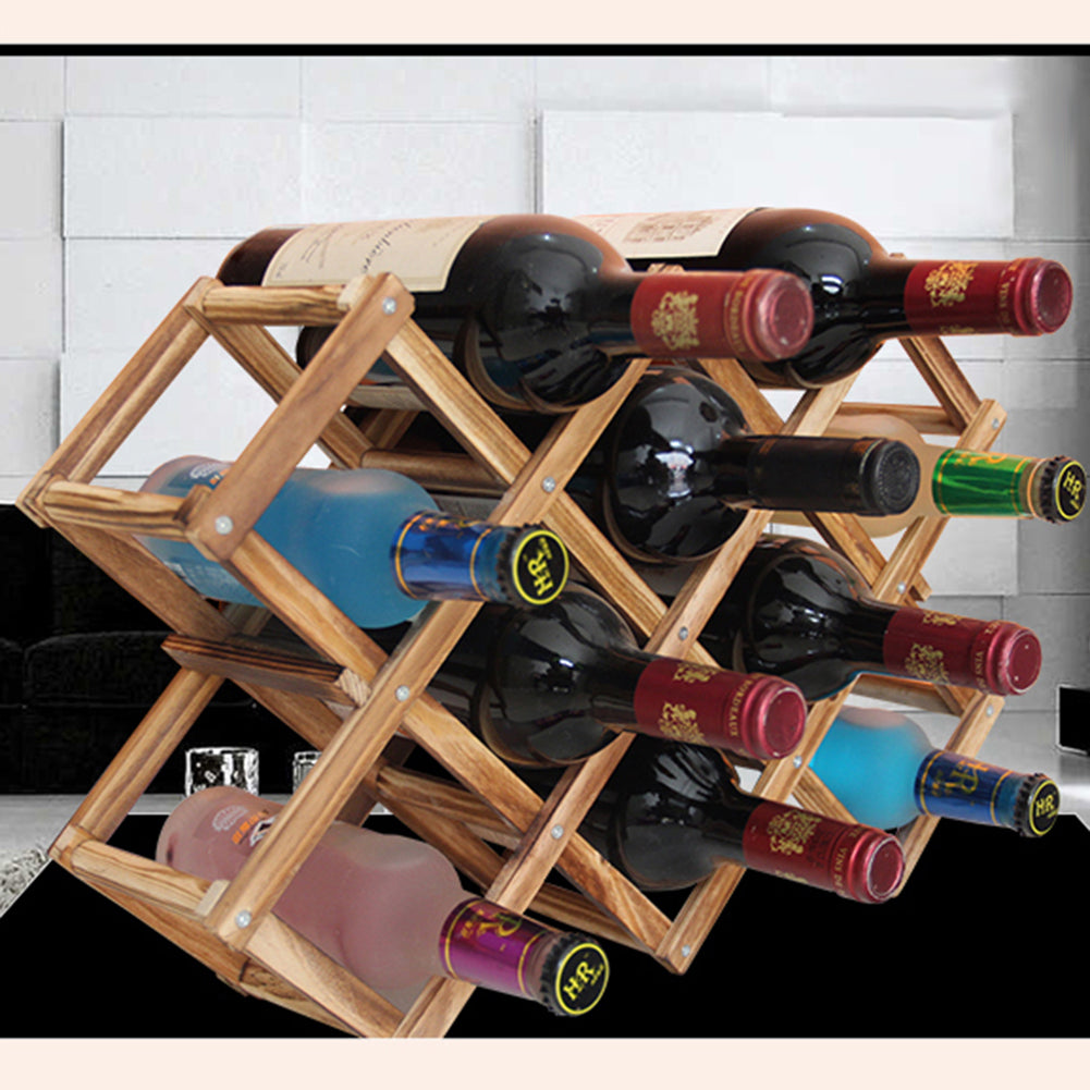 3/6/10 Wooden Wine Bottle Display Rack