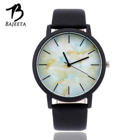 BAJEETA Marble Style Leather Quartz Women Watch Top Brand Men Watches Fashion Casual Sport Wrist Watch