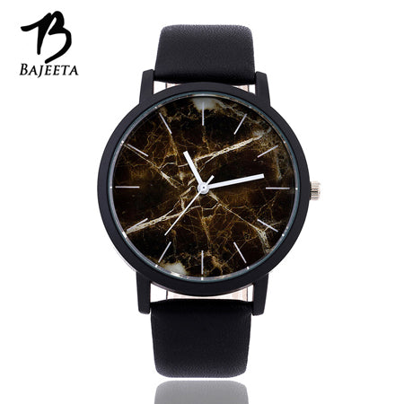 BAJEETA Marble Style Leather Quartz Women Watch Top Brand Men Watches Fashion Casual Sport Wrist Watch