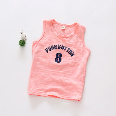 Print Kids Vest O Neck Boys Girls Vests Star Sleeveless Cotton Tank Tops Summer Letter Sports Kids Vests Children Clothing