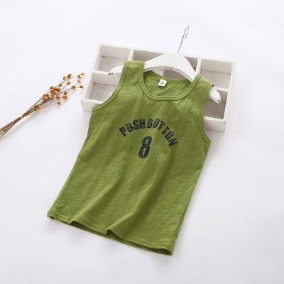 Print Kids Vest O Neck Boys Girls Vests Star Sleeveless Cotton Tank Tops Summer Letter Sports Kids Vests Children Clothing