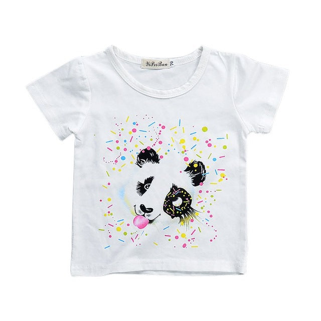Toddler Infant Baby Kids Summer Shirt Boy Girl Cartoon Print White T-Shirt Tops