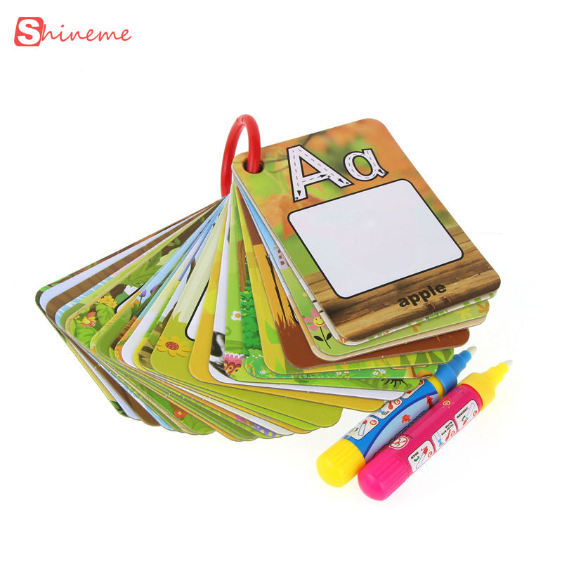 Educational toys for kids english learning card magic water drawing toys book with 2 magic Pen letter board kid Math Toys