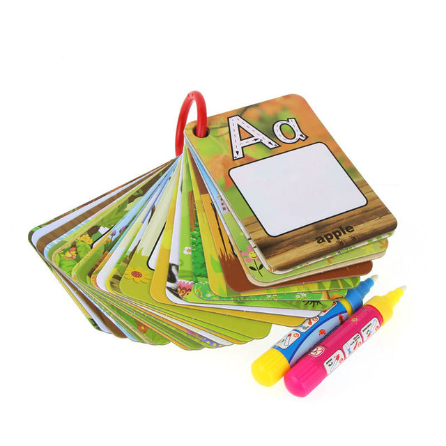 Educational toys for kids english learning card magic water drawing toys book with 2 magic Pen letter board kid Math Toys