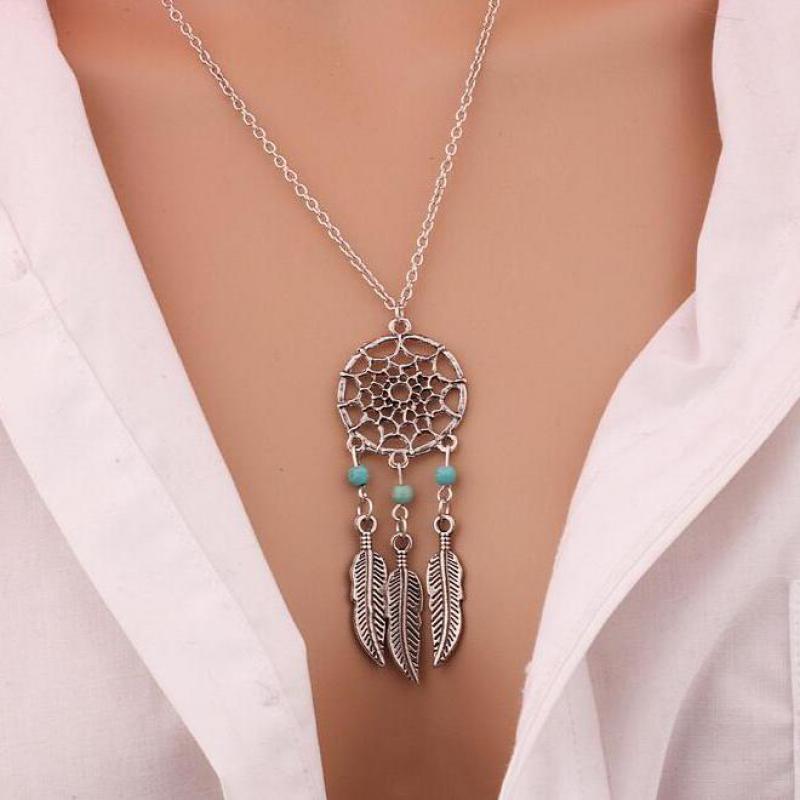 Retro Bohemian Dream Catcher Pendant Chain Necklace Gift Ladies Tassel Feather Pendant Necklace Jewelry Choker