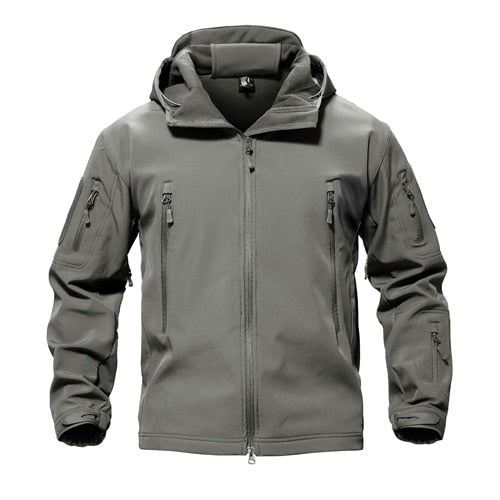 Men's Tactical Softshell Military Hooded Jacket