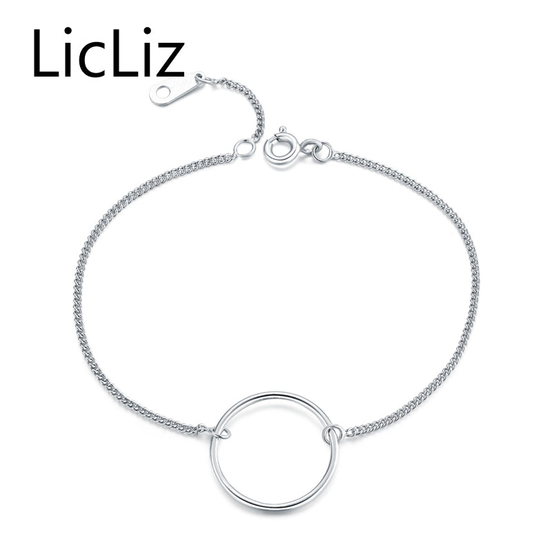 LicLiz Classic 925 Sterling Silver Simple Round Loop Chain Bracelet Christmas Gifts Fine Jewelry For Women Pulseras Mujer LB0070