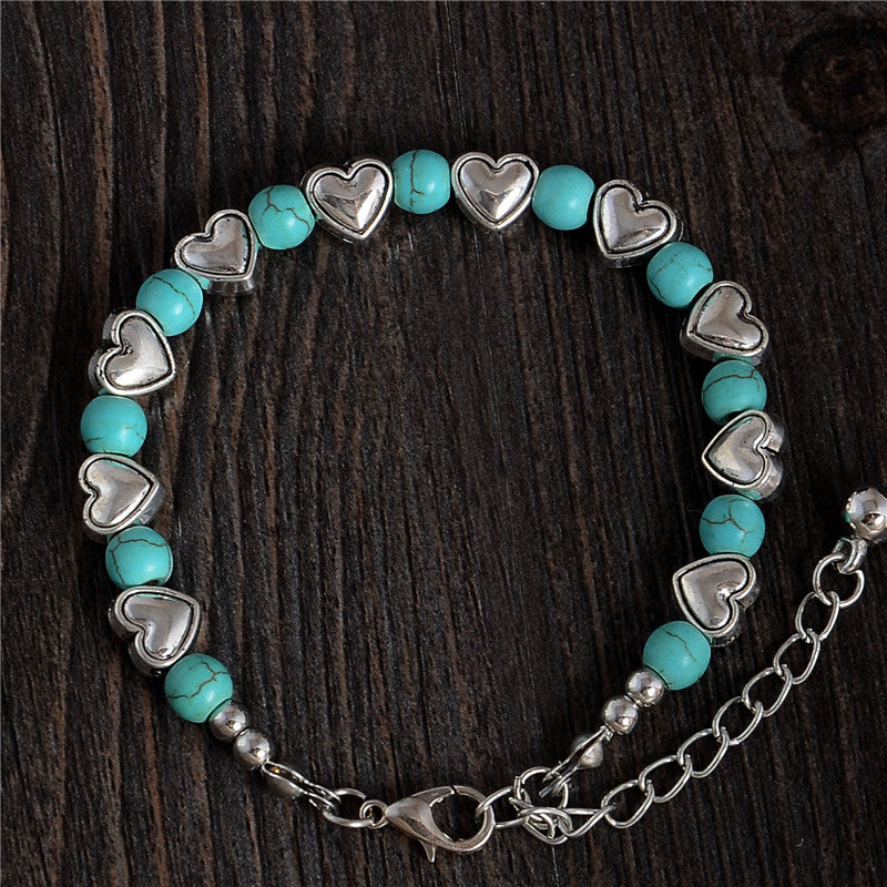 Fashion Bohemia stylish shiny noble heart Natural Stone Beads charming Bracelet Handmade Accessories Fashion Jewelry