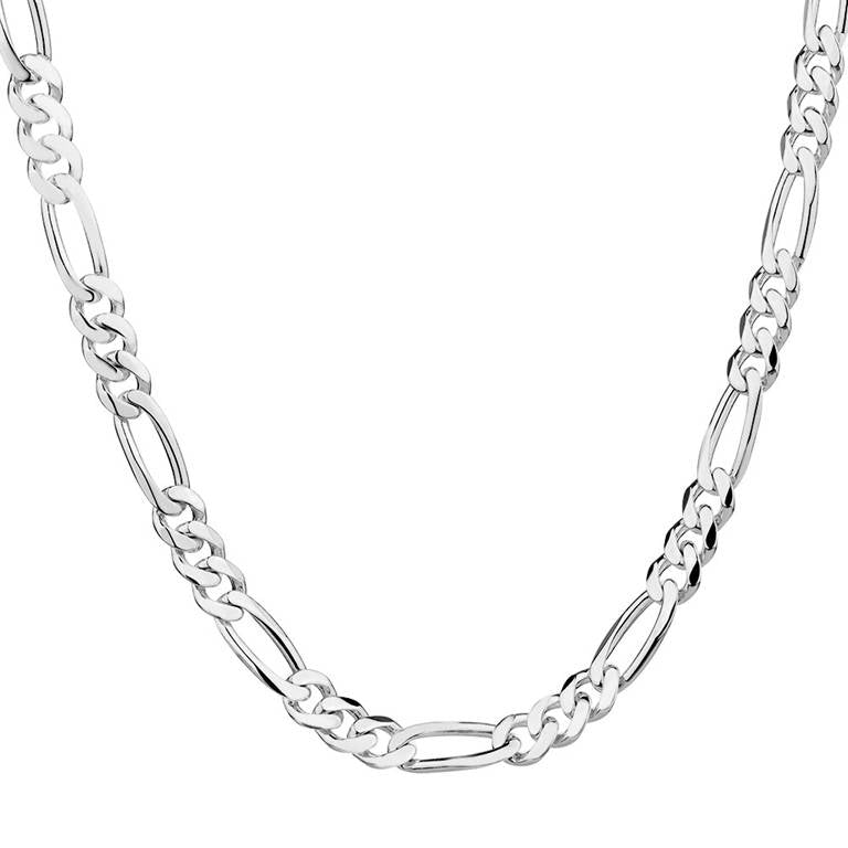 Men's Silver Fashion Figaro Chain Necklace