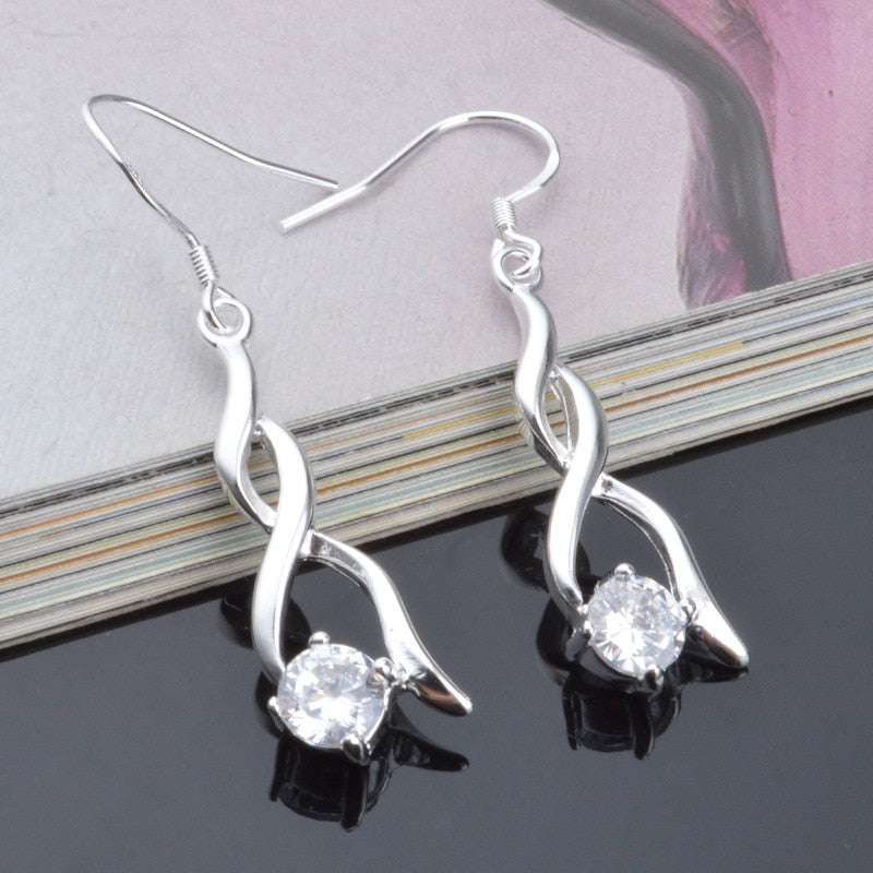 Women's 925 Sterling Silver Zircon Drop Earrings