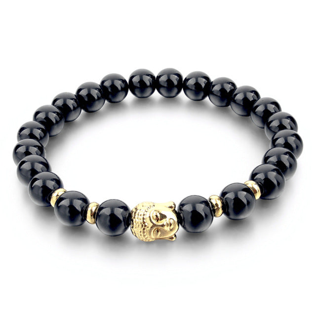 CHICVIE Natural Stone Bead Buddha Bracelets for Women Men Silver Black Lava Love Jewelry With Stones Femme Meditation Bracelet