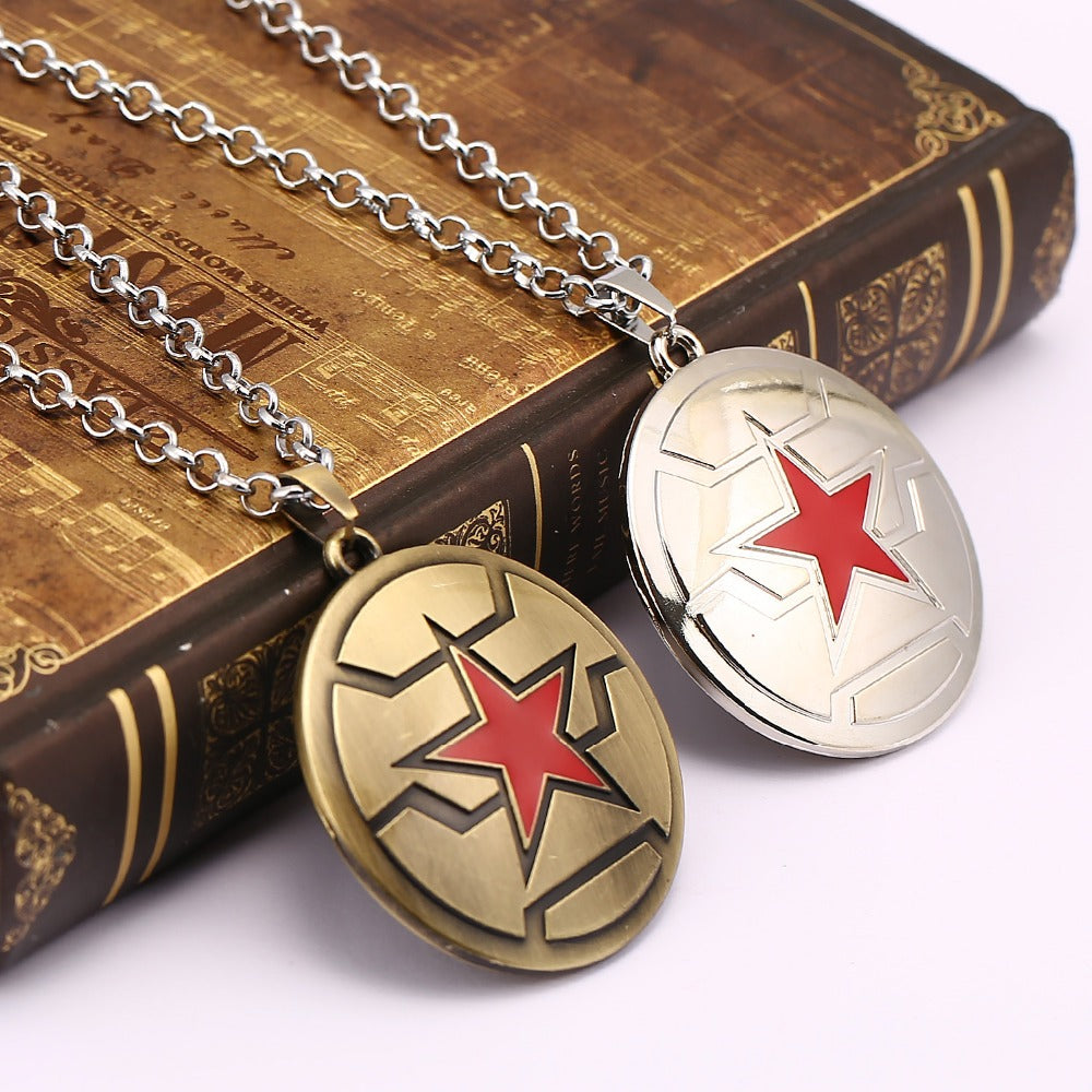 New Design The Avengers Movie Captain America Winter Soldier Necklace Silver Shield Pendant Necklace For Women Men Feminino