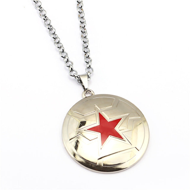 New Design The Avengers Movie Captain America Winter Soldier Necklace Silver Shield Pendant Necklace For Women Men Feminino