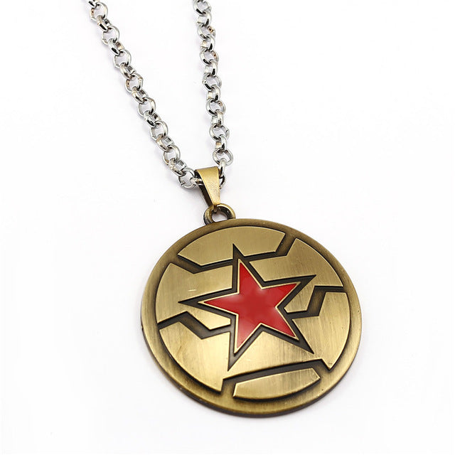 New Design The Avengers Movie Captain America Winter Soldier Necklace Silver Shield Pendant Necklace For Women Men Feminino