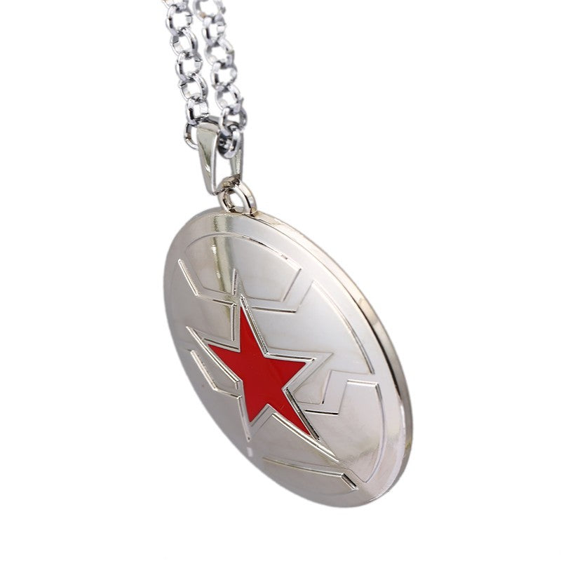 New Design The Avengers Movie Captain America Winter Soldier Necklace Silver Shield Pendant Necklace For Women Men Feminino
