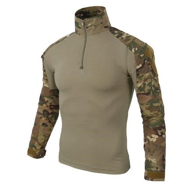 Men's Tactical Quarter Zip Long Sleeve Combat Shirt