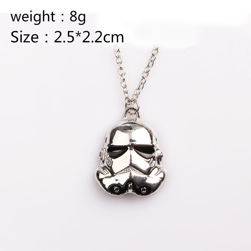 Silver Star Wars Stormtrooper Necklace Metal Darth Vader Helmet Necklaces Pendants