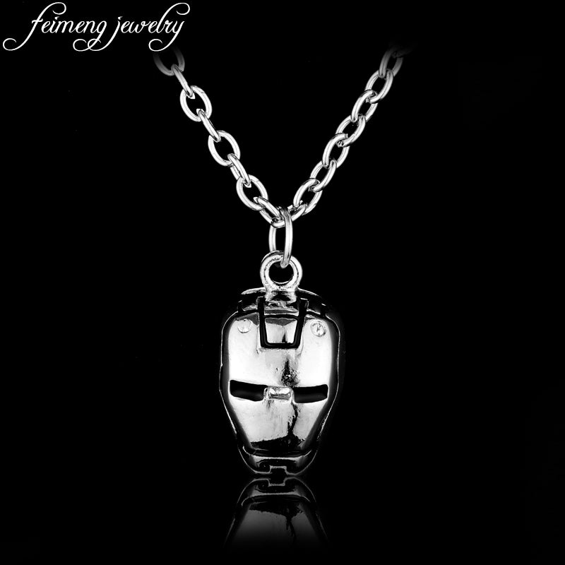 feimeng jewelry Marvel The Avengers Super Hero Iron Man Necklace Superhero Mask Pendant Necklace For Men Gifts