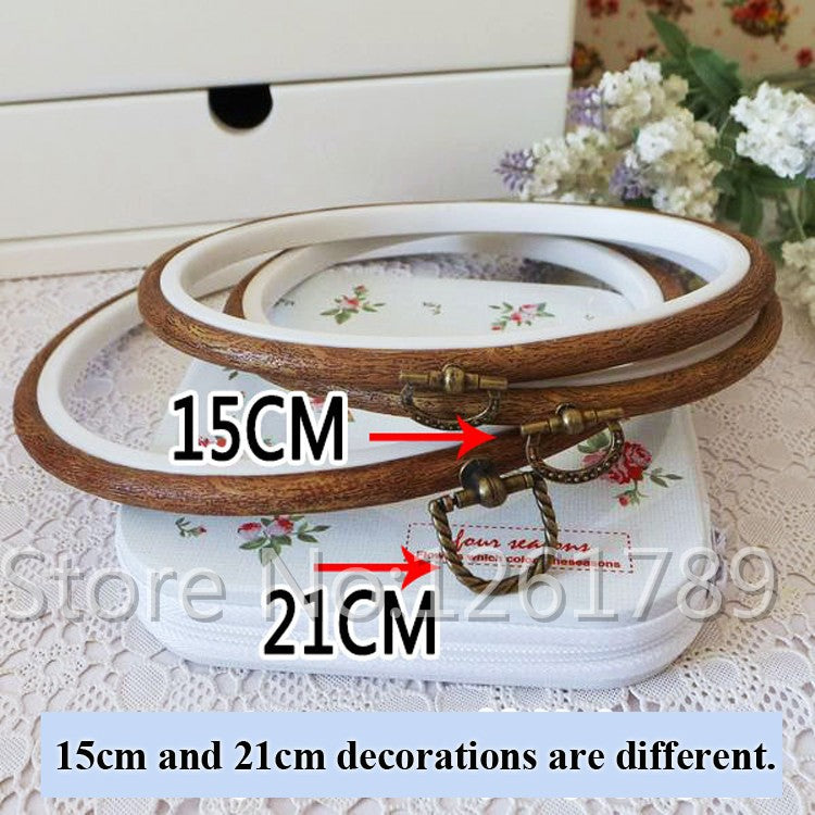 Wood cross stitch embroidery Hoop Ring