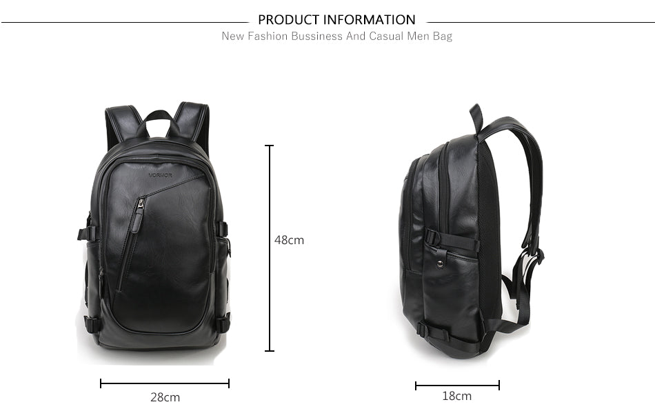 Men's Waterproof 15.6 inch Leather Laptop Backpack