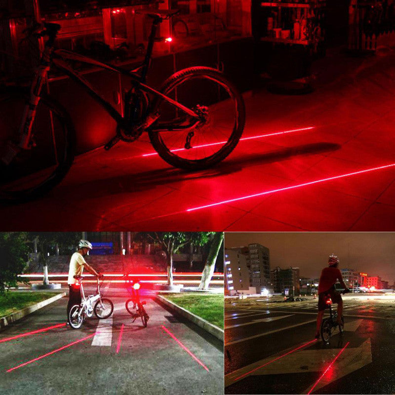 Waterproof 5 LED, 2 Laser Cycling Safety Tail Light