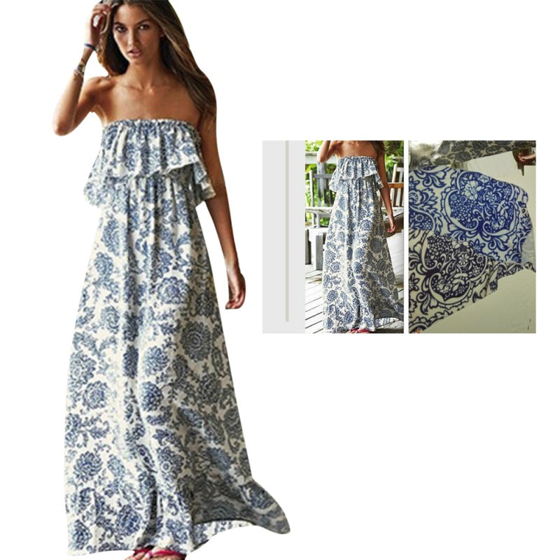 New   Off Shoulder Long Maxi XL Dress Women BOHO Evening Beach Sundress vestidos