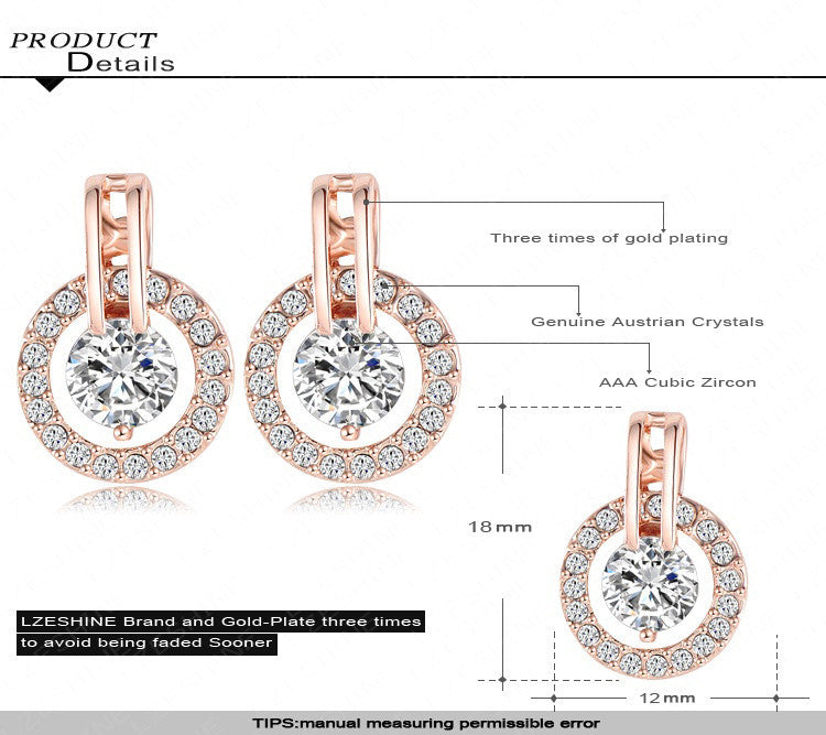 Wedding Jewelry Sets for Women Rose Gold Color Necklace and Earring Set