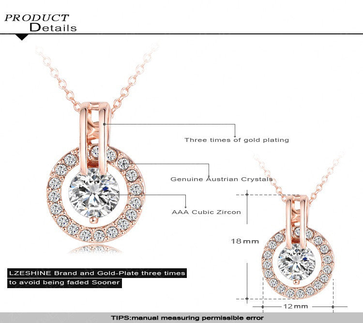 Wedding Jewelry Sets for Women Rose Gold Color Necklace and Earring Set