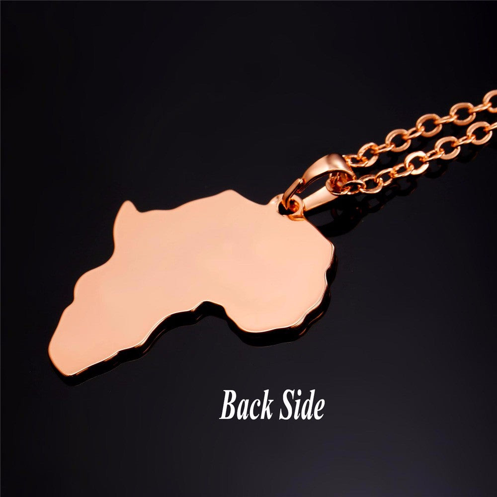 U7 Hiphop Africa Necklace Gold Color Pendant & Chain African Map Gift for Men/Women Ethiopian Jewelry Trendy P544