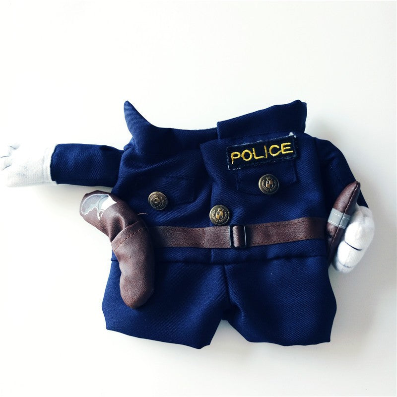 Gomaomi Pet Costume Policeman Style Dog Jeans Clothes Cat Funny Apperal