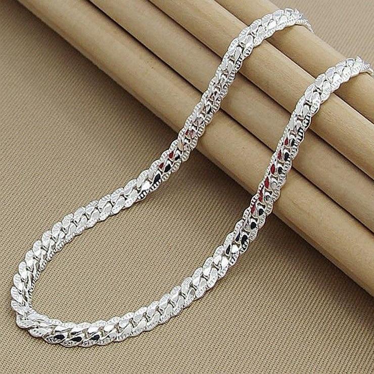Full 925 Sterling Silver Chain Link Necklace