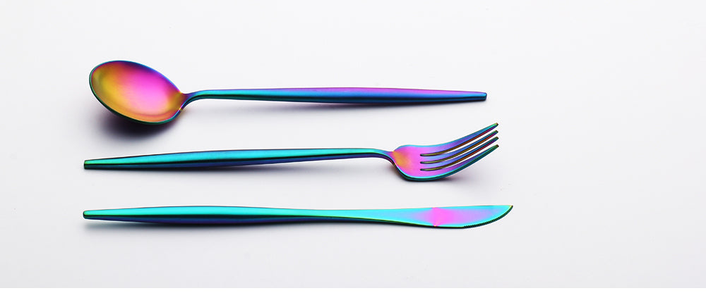 4 PCS/Set Rainbow Silverware Stainless Steel Cutlery Dinnerware Set
