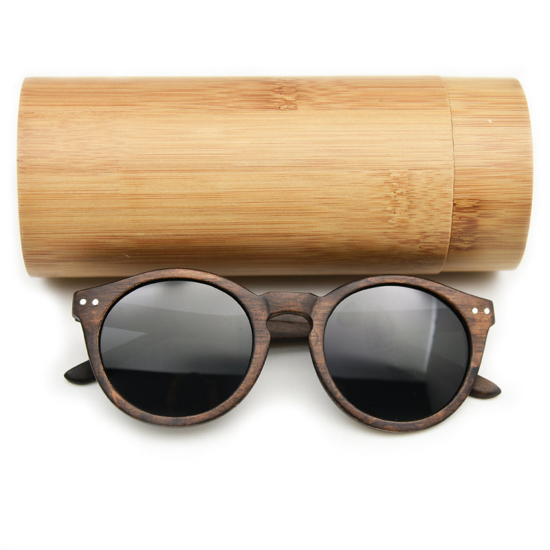 Women Men Cateye Wood Sunglasses Vintage Round Sunglasses Polazied Lens
