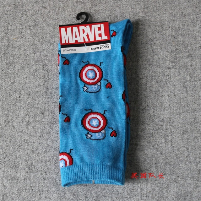 Marvel Comics Hero General Socks cartoon Iron Man Captain America Knee-High Warm Stitching pattern Antiskid Casual Sock